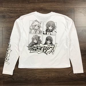 Weekend Warrior Women’s Japanese Anime Cartoon Show Long Sleeve Crop Top Shirt L